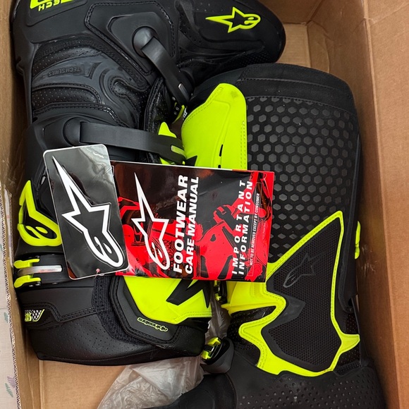 Alpinestars Shoes - Alpinestars Black and Neon Yellow Racing Boots